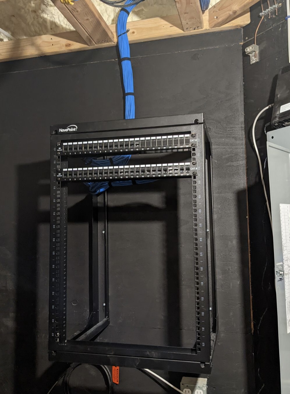 Low-voltage prewire for audio, Wi-Fi, and security cameras in Suffolk County, NY.